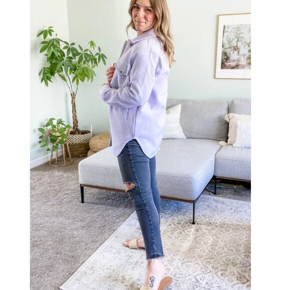 RD Style Lavender Purple Blaire Shacket Longsleeve Shirt Jacket Women's Medium - Picture 5 of 16